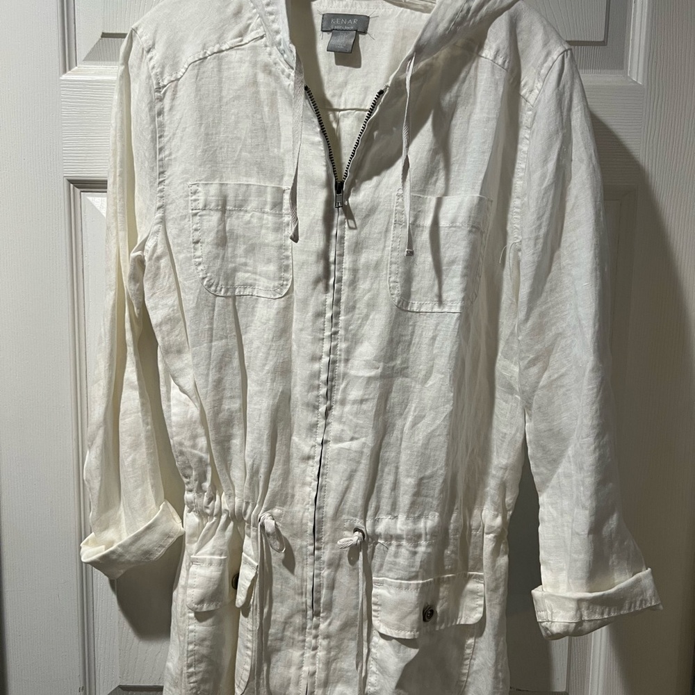 Linen Cargo Zip Shirt Jacket